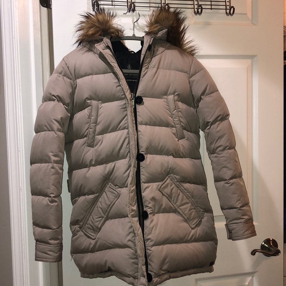 Scotch and Soda Tan Coat with Fur Hood